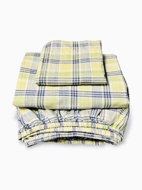Nautica Plaid Twin Sheet Set NWOT Blue Yellow Green White